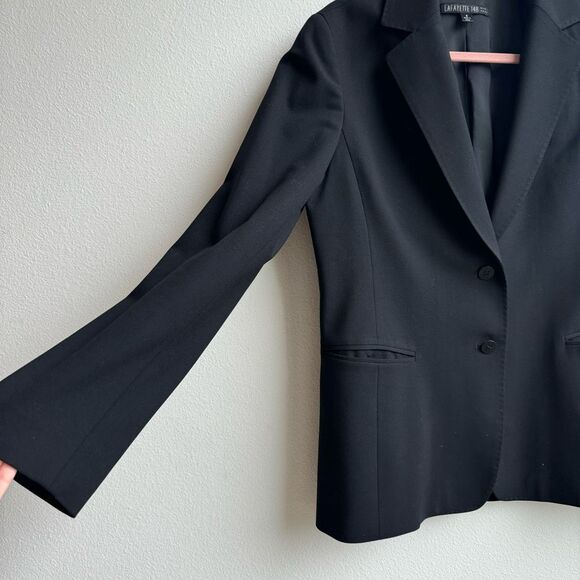 Lafayette 148 Wool Black Two Button Career Office Blazer Jacket Size 8 Medium - Picture 2 of 9